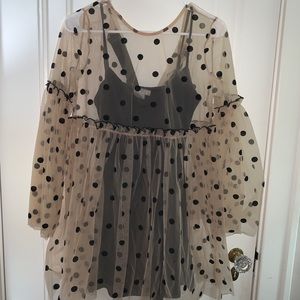 Sheer Polka Dot Smock Dress